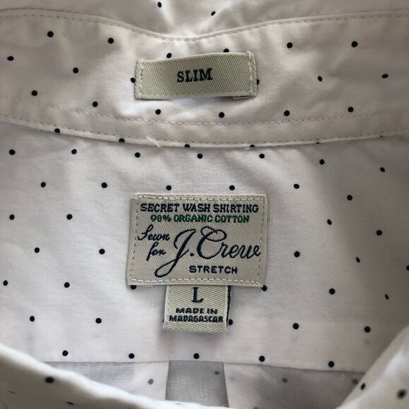 J. Crew Black and White Slim Secret Wash Shirt, Large - Picture 3 of 10
